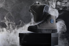 CALTO - S3423 - 2.4 Inches Taller (Grey) - Cap Toe High Top Zip-Up Sneaker Boots