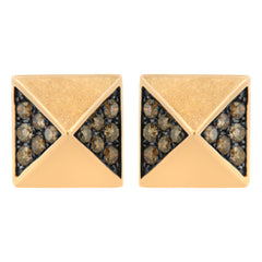 14K Rose Gold 1/4 Cttw Brown Diamond Pyramid Stud Earring (Brown Color, SI1-SI2 Clarity)