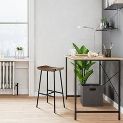 Industrial Saddle Stool with Metal Legs and Adjustable Foot Pads