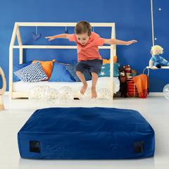 47 x 35.5 Inch Crash Pad Sensory Mat with Foam Blocks and Washable Cover-Blue