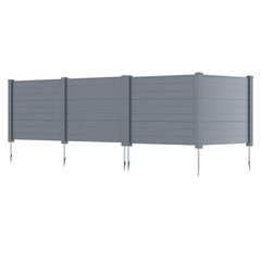 Set of 2 48 x 38 Inch Air Conditioner Fence 2 Panels with Metal Ground Stakes-Gray