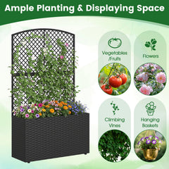 Set of 2 49 Inch Raised Garden Bed with Trellis and Wicker Planter Box