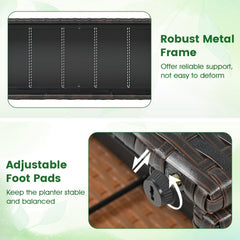 Set of 2 58 Inch Raised Garden Bed with Trellis and Wicker Planter Box
