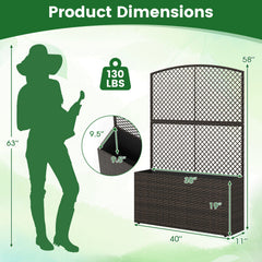 Set of 2 58 Inch Raised Garden Bed with Trellis and Wicker Planter Box