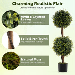 Set of 2 Artificial Double Topiary Ball Trees