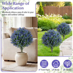 Set of 2 Artificial Lavender Topiary Ball Trees with Ground Spikes