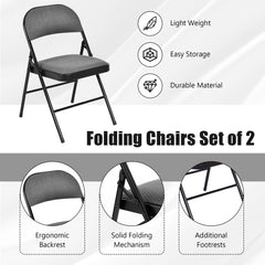 4 Pieces Fabric Upholstered Padded Seat Folding Chairs Seet