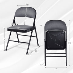 4 Pieces Fabric Upholstered Padded Seat Folding Chairs Seet