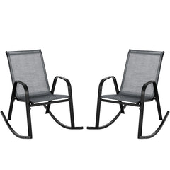 Set of 2 Metal Patio Rocking Chair with Breathable Seat Fabric