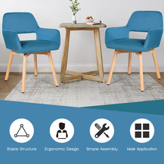 Set of 2 Modern Accent Armchairs-Blue