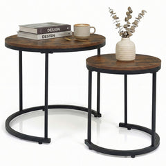 Set of 2 Modern Round Stacking Nesting Coffee Tables for Living Room
