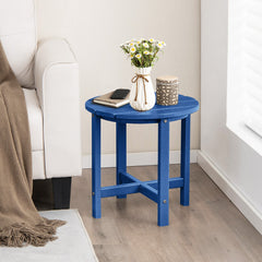 Set of 2 18 Inch Round Weather-Resistant Adirondack Side Tables-Navy