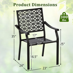 Set of 2 Patio Dining Chairs with Curved Armrests and Reinforced Steel Frame
