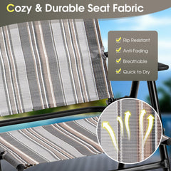 Set of 2 Patio Folding Sling Chairs Space-saving Dining Chair-Gray