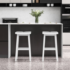 2 Pieces 26/31.5 Inch Upholstered Saddle Barstools with Padded Cushions-31.5 inches