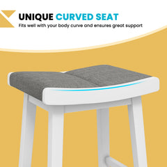 2 Pieces 26/31.5 Inch Upholstered Saddle Barstools with Padded Cushions-31.5 inches