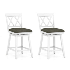 Set of 2 Swivel Bar Stools Counter Height Barstools with Backrest Upholstered Seat Cushion