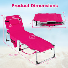 Set of 2 Tanning Chairs with Face Arm Holes Portable with 4-Level Backrest