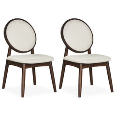 Set of 2 Upholstered Linen Fabric Kitchen Side Chairs with Padded Seat