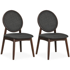 Set of 2 Upholstered Linen Fabric Kitchen Side Chairs with Padded Seat