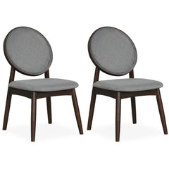 Set of 2 Upholstered Linen Fabric Kitchen Side Chairs with Padded Seat