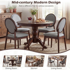 Set of 2 Upholstered Linen Fabric Kitchen Side Chairs with Padded Seat