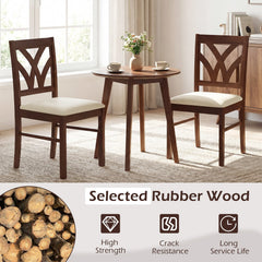 Set of 2 Wooden Dining Chairs Upholstered with Hollowed Backrest and Soft Padded Seat