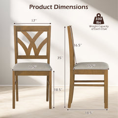 Set of 2 Wooden Dining Chairs Upholstered with Hollowed Backrest and Soft Padded Seat
