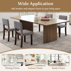 Set of 2 Wooden Dining Chair with Acacia Wood Frame Padded Seat and Back