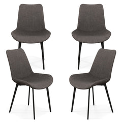 Set of 4 Dining Chair Upholstered with Metal Legs and Padded Backs