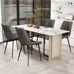 Set of 4 Dining Chair Upholstered with Metal Legs and Padded Backs
