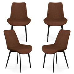 Set of 4 Dining Chair Upholstered with Metal Legs and Padded Backs