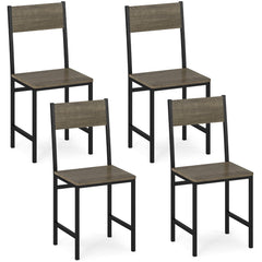 Set of 4 Dining Chairs with Metal Legs and Slanted Back