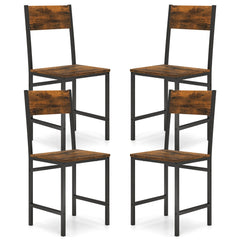 Set of 4 Dining Chairs with Metal Legs and Slanted Back