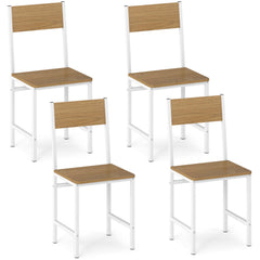 Set of 4 Dining Chairs with Metal Legs and Slanted Back