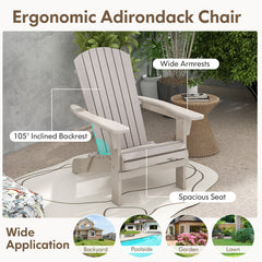 Folding Adirondack Chair Set of 2 with High Backrest and Wide Armrests