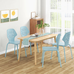 Set of 4 Metal Dining Chair with Hollowed Backrest and Metal Legs