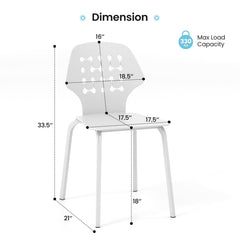 Set of 4 Metal Dining Chair with Hollowed Backrest and Metal Legs