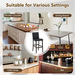 Set of 4 PVC Dining Leather Bar Stools with Solid Wood Legs