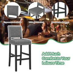 38.5/43.5 Inch Set of 2 Counter Height Chairs with Solid Rubber Wood Frame