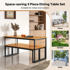 Set of 2 Patio Dining Bench for 2-3 Person Indoor Outdoor