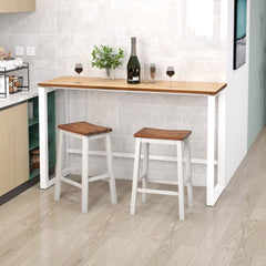 24.5-Inch Set of 2 Saddle Stools Bar Stools with Footrests for Kitchen Island-Walnut & Gray