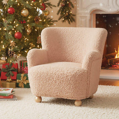 Sherpa Kids Sofa Comfy Toddler Armchair with Solid Rubber Wood Legs