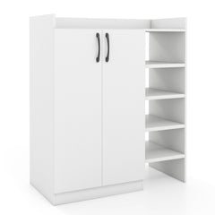 Shoe Cabinet with 2 Doors Shoe Storage Organizer with 2 Adjustable Inner Shelves-White