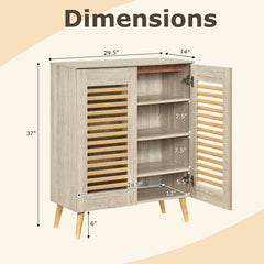 Shoe Cabinet with Louvered Doors and Removable Shelves