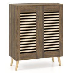 Shoe Cabinet with Louvered Doors and Removable Shelves