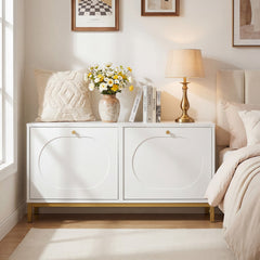 Shoe Storage Bench Narrow Entryway Bench with 2 Flip Drawers Adjustable Shelves-White