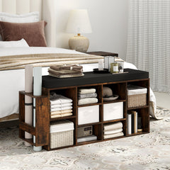 Shoe Storage Bench with Umbrella Stand 10-Cubby Entryway Shoe Rack Organizer