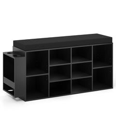 Shoe Storage Bench with Umbrella Stand 10-Cubby Entryway Shoe Rack Organizer