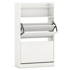 Shoe Storage Cabinet Hidden Shoe Rack with 2 Flip Drawers Adjustable and Removable Shelves-White